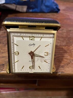 Bradley Gold-Tone Travel Alarm Clock with Cream Dial